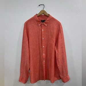 Men’s Claiborne slim fit XXL orange linen button down long sleeve shirt.